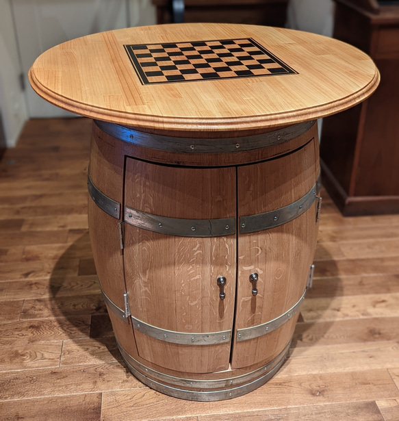 樽ハイテーブル　キャビネットタイプ　高級フレンチオーク樽　ワイン　ウイスキー 4枚目の画像