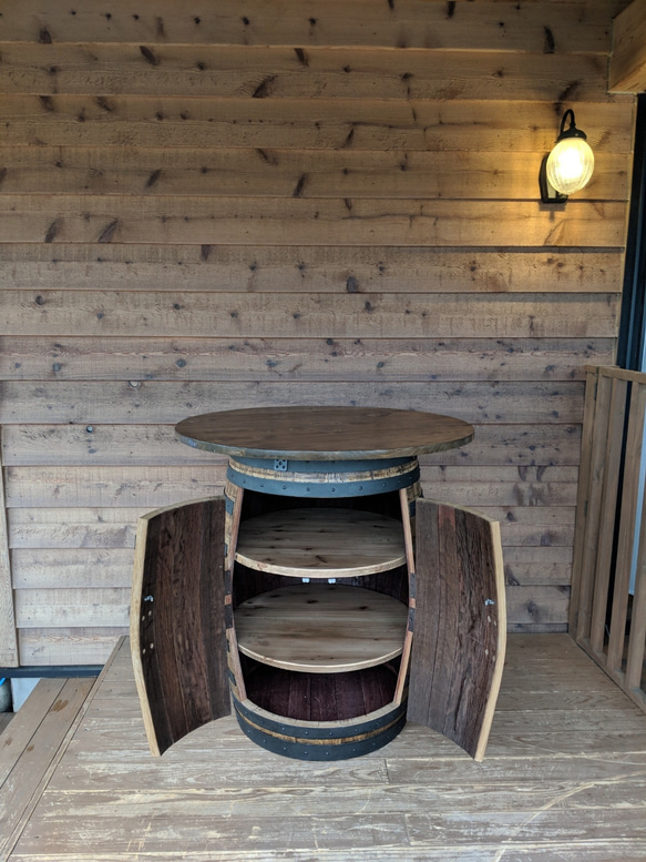 樽ハイテーブル　キャビネットタイプ　高級フレンチオーク樽　ワイン　ウイスキー 7枚目の画像