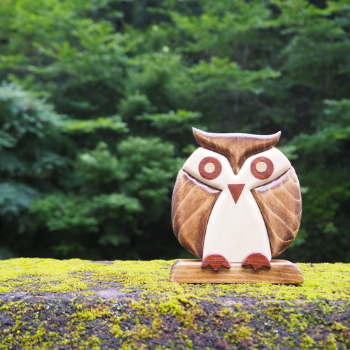 マクラメ モフモフ 幸運の鳥 フクロウ タペストリー a-7 カラー参考用