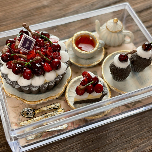 受注制作】ダークチェリータルトのセット ミニチュアスイーツ その他