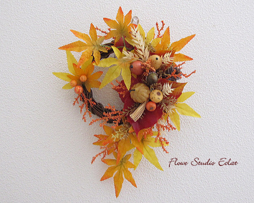 ◆オーダー用◆ダイカット 秋 ハロウィン 紅葉 ハリネズミ キノコ 栗 どんぐり 秋・ハロウィン モミジ・どんぐり・パンプキン入りキャスケード