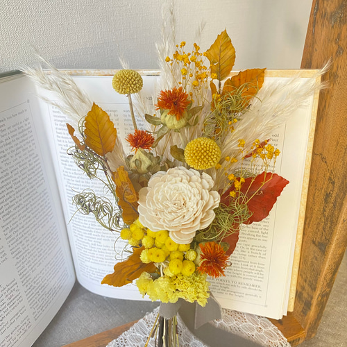 Autumn スワッグ ❁.*・ﾟ お月見 ブーケ ドライフラワー hogaraka 通販