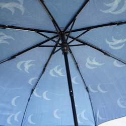 竹ハンドルの折りたたみ傘  晴雨兼用 moon navy 162014  日傘 雨傘 ネイビー 月柄 ALCEDO 6枚目の画像