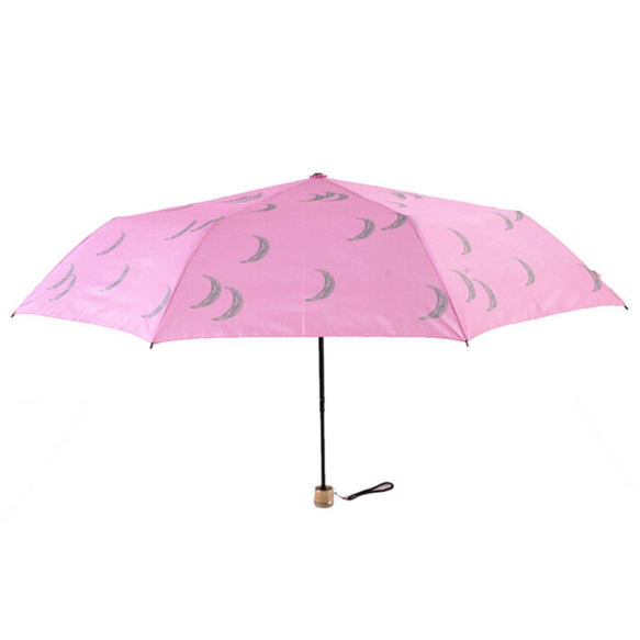 竹柄折疊傘 日雨月色 粉色 162017 陽傘傘 粉色月亮圖案 ALCEDO 第1張的照片