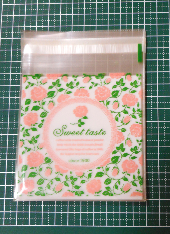 OPP袋3種セット（柄ミックス3種セット）薔薇&リボン（大中小計65枚）封テープ付き 3枚目の画像