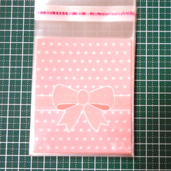 OPP袋3種セット（柄ミックス3種セット）薔薇&リボン（大中小計65枚）封テープ付き 4枚目の画像