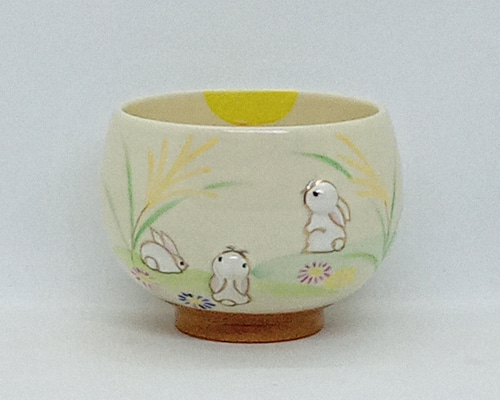 ほっこり碗「ぷっくりシリーズ・月見うさぎ」京焼・清水焼 京都 伝統