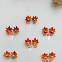 【つまみ細工】秋の紅葉モミジのピアス/イヤリング（正絹） 6枚目の画像