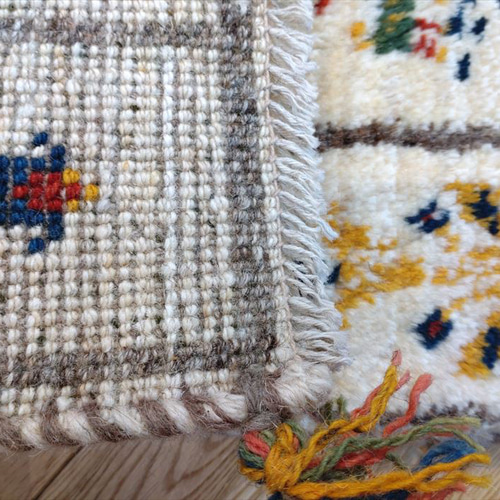 ペルシャ ギャッベ 玄関マット 39.5x57cm アイボリー 生命の木 ヤギ