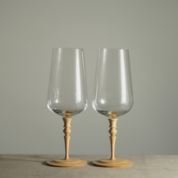 【受注生産】シャンパン・ワイングラス 348ml (１脚） 信州木使用　 2枚目の画像