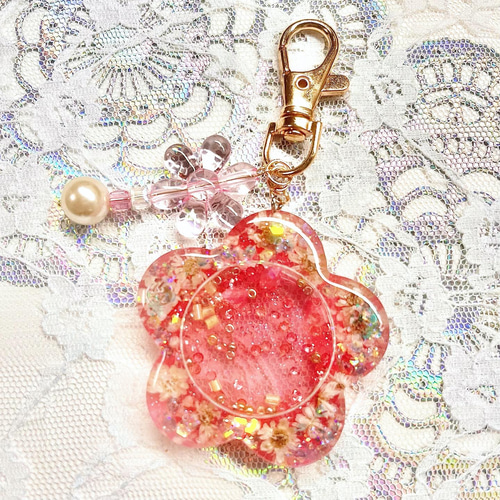 お花のシェイカーキーホルダー ドライフラワー 青 水色 赤 ピンク 黄色