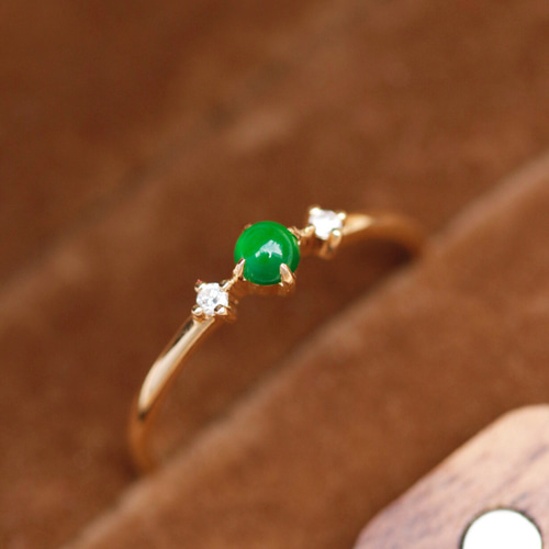 天然ダイヤモンド付きヒスイリングk18 指輪・リング パール大好き(購入  