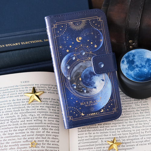 本のような手帳型スマホケース 青の惑星 