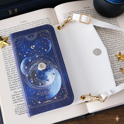 本のような手帳型スマホケース 青の惑星 "BLUE PLANET" ショルダーストラップ付き 三つ折り手帳型スマホケース 3枚目の画像