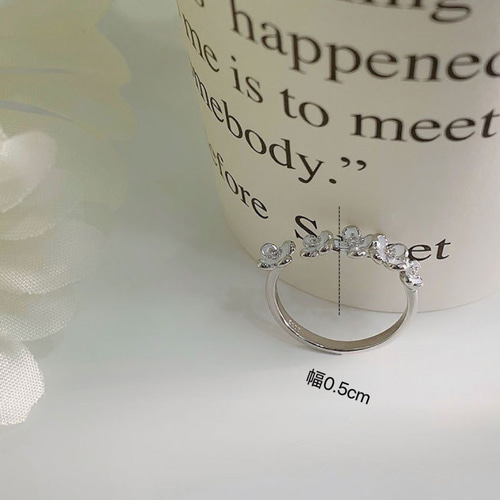 シルバー925 華奢 一連の小花 リング 指輪 silver925