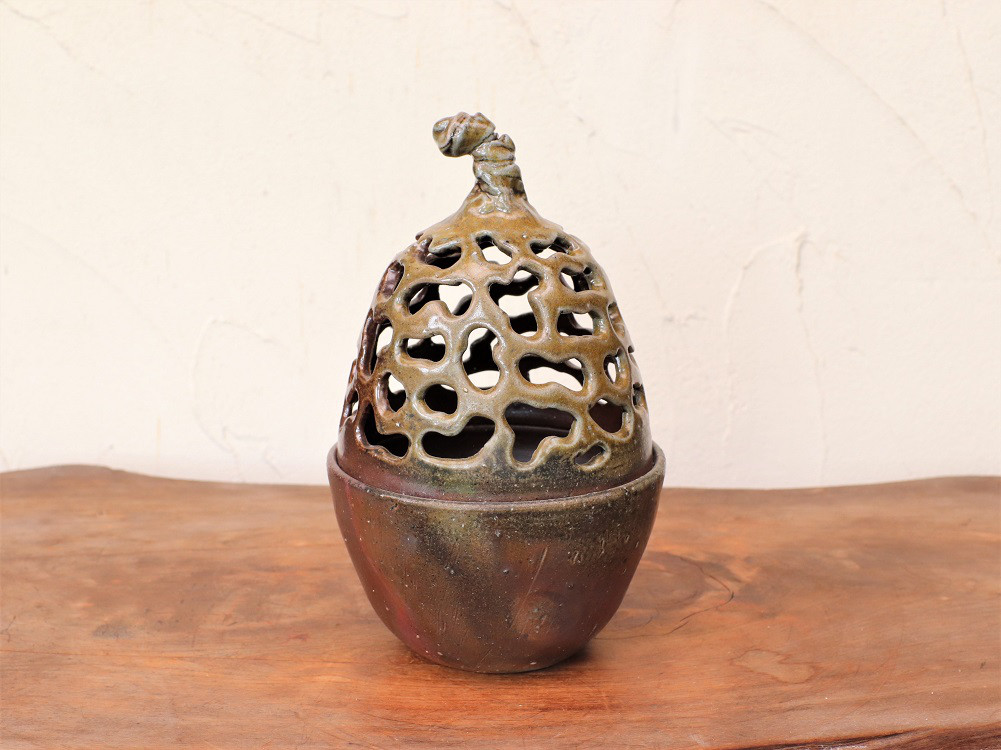 備前焼 香炉(桐箱付き)　i-092