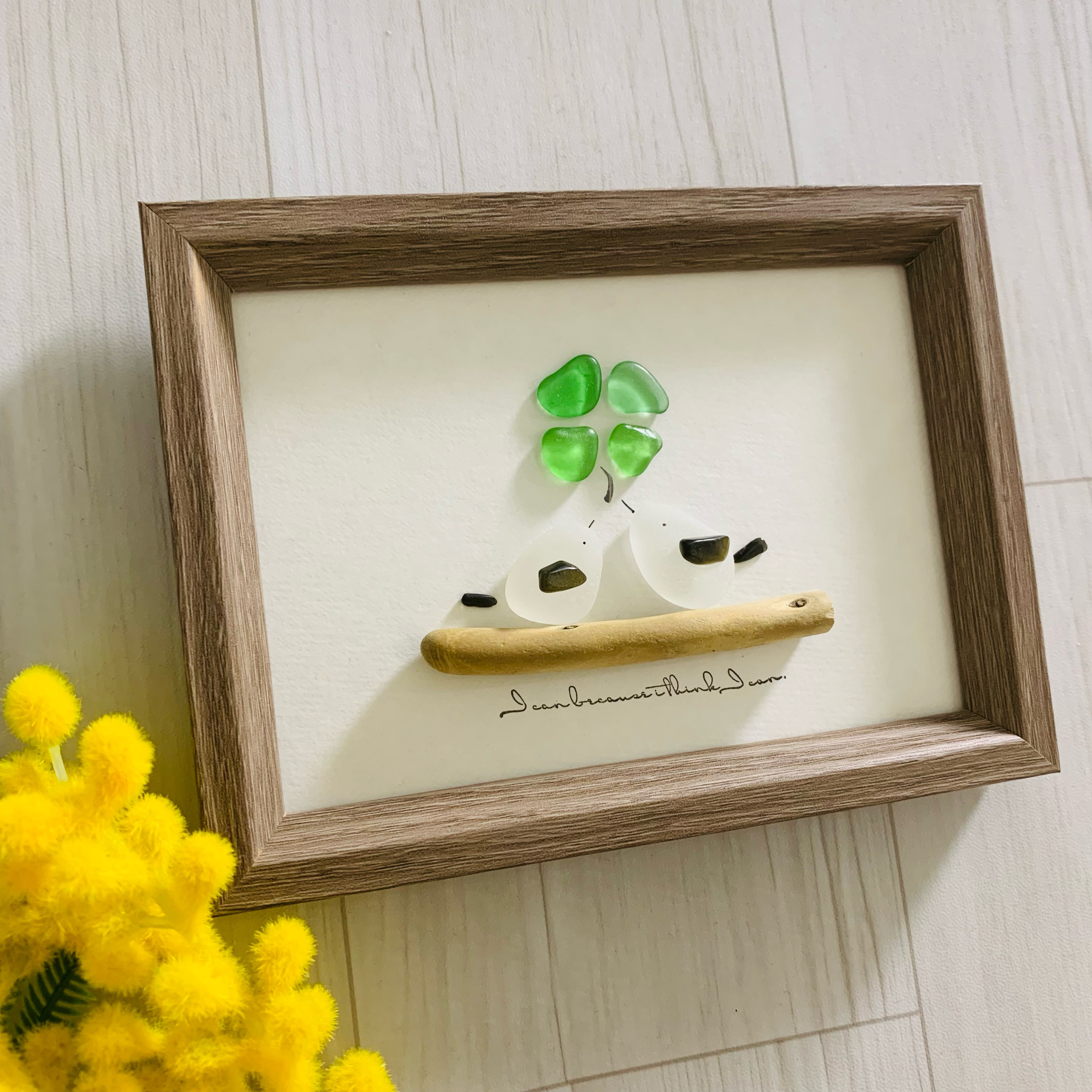 ♡izmページ♡シーグラスアート ハガキサイズのシーグラスアート♡ アクリル板付フレームに