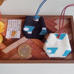 小さいサイズのお守り袋★　ミニ丸シリーズ　❃富士山柄❃ 6枚目の画像
