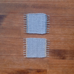 コースター　手織り　綿麻  グレー　 2枚1セット 1枚目の画像