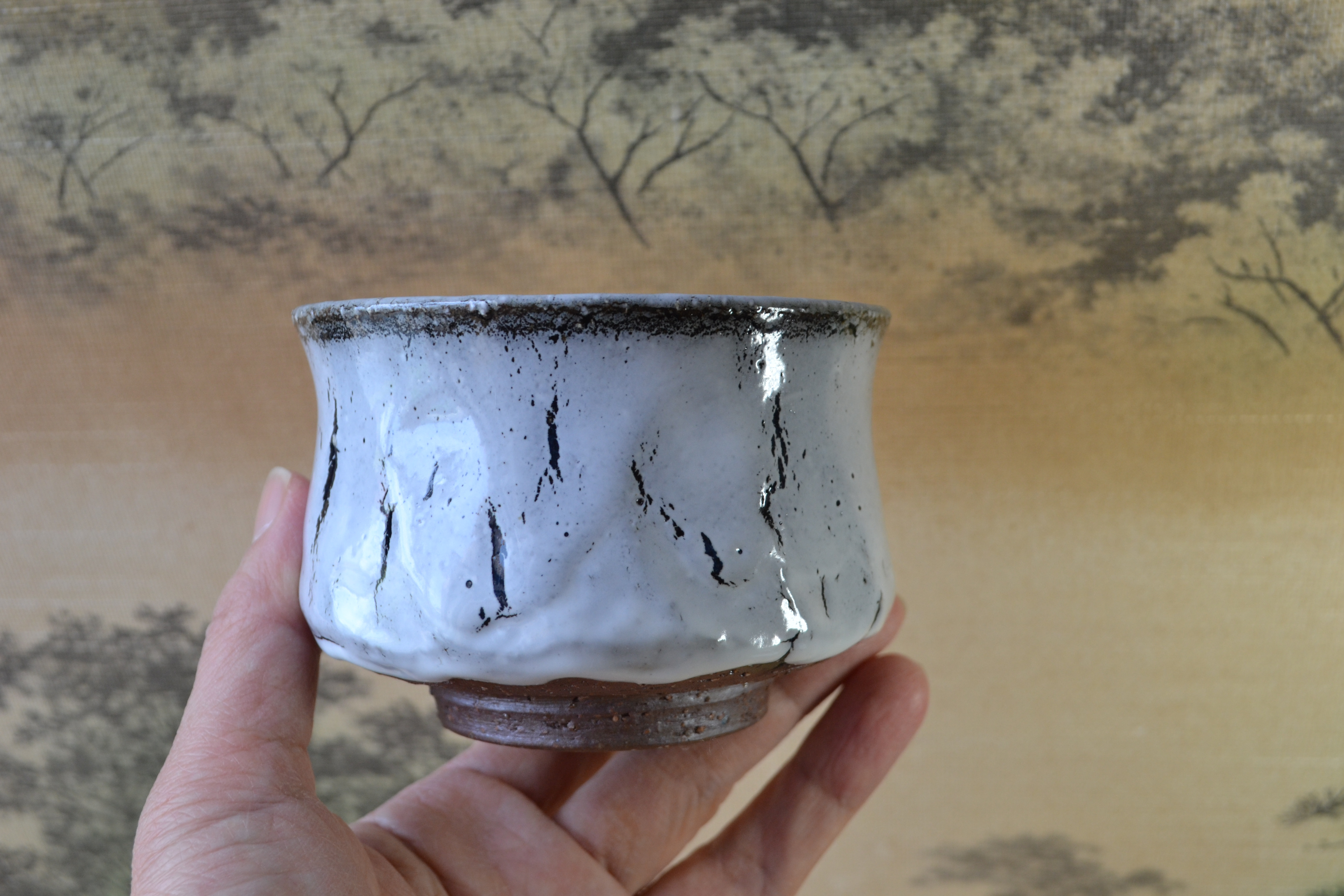 【再入荷！】　氷裂　一服碗　ミニ抹茶茶碗　＊茶碗　窯変　★萩焼