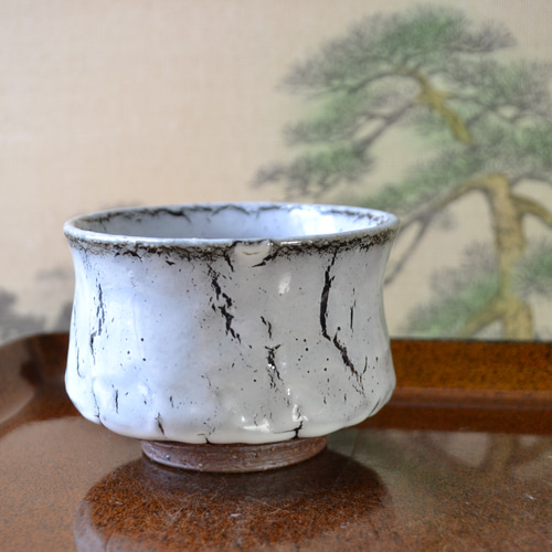 萩焼 山根清玩 鬼萩 割高台 新品 光彩庵 抹茶碗 陶器 作家