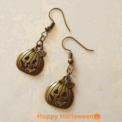 ★選べる金具♪9種類！★Happy Halloween☆彡 ジャックオーランタンのピアス ～アンティーク 9枚目の画像