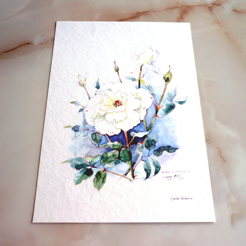 バラ 】 ORIGINAL GICLEE 水彩画を高級紙に印刷した鑑賞用絵画