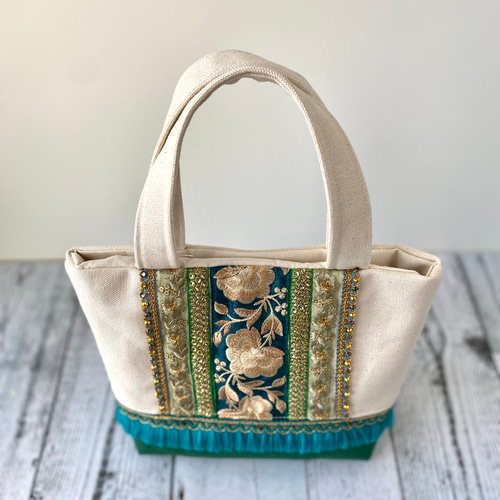 トートバッグ　インド刺繍ハイクラスピンク　ハンドメイド be79d0f21a077c0df9f3f150a6bc22