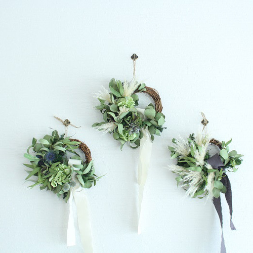 秋色紫陽花のドライフラワーリース ドライフラワー I Bee