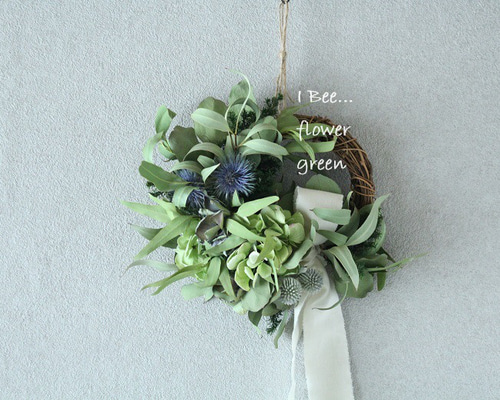 秋色紫陽花のドライフラワーリース ドライフラワー I Bee