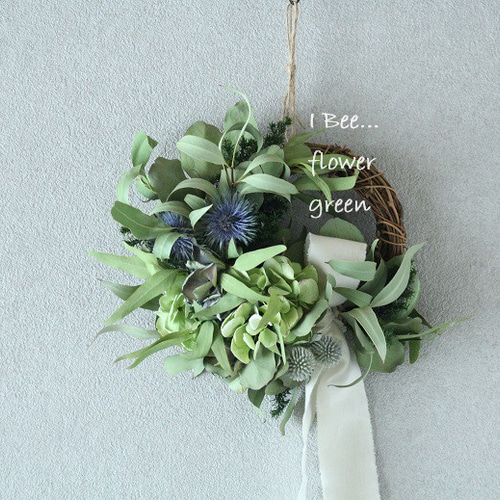 秋色紫陽花のドライフラワーリース ドライフラワー I Bee