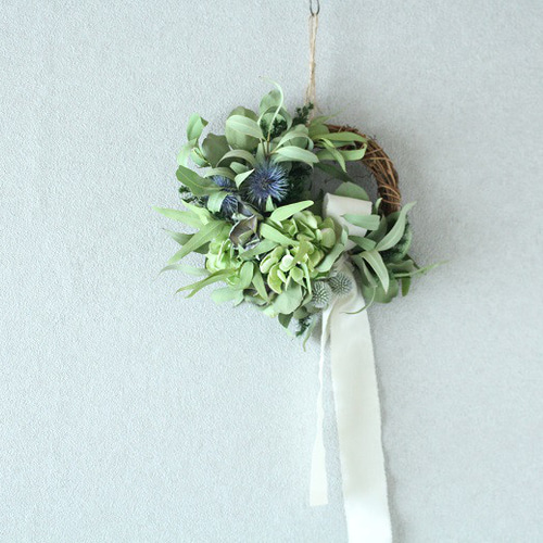 秋色紫陽花のドライフラワーリース ドライフラワー I Bee