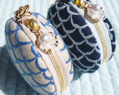 ハンドメイド マカロンポーチ 4センチ ミナペルホネン グレー