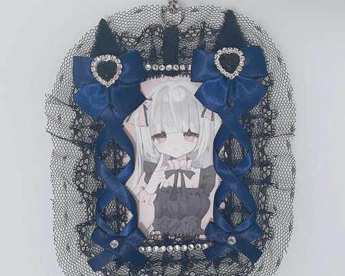 ブルーハート♡白リボン♡アクセサリーケース♡♡No.1945 ブルーハート♡白