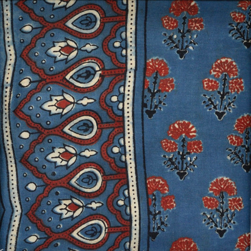 50cm単位 インド天然染めブロックプリント アジュラクプリント 木版