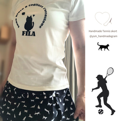 ミニネコ柄　モノトーン　テニス　スコート　両サイドポケ付き　ゴルフ 4枚目の画像