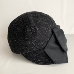【新作】アシンメトリーなビッグリボンのCAP✳︎秋冬の帽子✳︎選べるサイズ受注生産 3枚目の画像