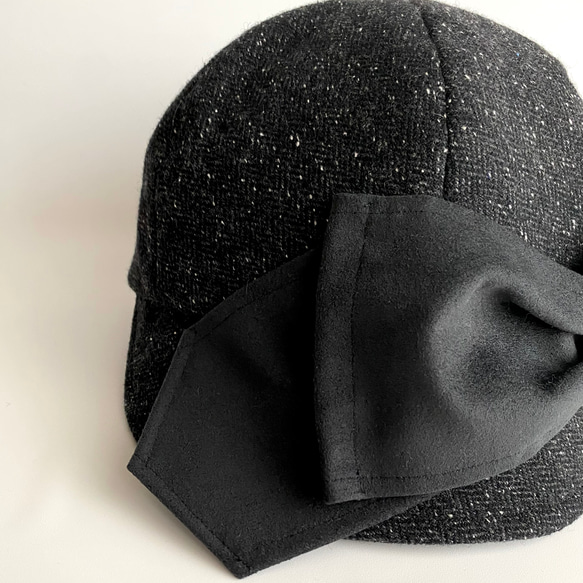 【新作】アシンメトリーなビッグリボンのCAP✳︎秋冬の帽子✳︎選べるサイズ受注生産 4枚目の画像