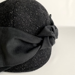 【新作】アシンメトリーなビッグリボンのCAP✳︎秋冬の帽子✳︎選べるサイズ受注生産 5枚目の画像