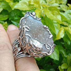 晶洞原礦手工銀戒 純銀戒指~ 「聚」~ Geode Silver Ring 第16張的照片