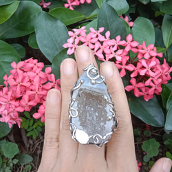 晶洞原礦手工銀戒 純銀戒指~ 「聚」~ Geode Silver Ring 第20張的照片