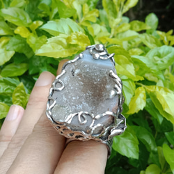 晶洞原礦手工銀戒 純銀戒指~ 「聚」~ Geode Silver Ring 第17張的照片