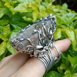 晶洞原礦手工銀戒 純銀戒指~ 「聚」~ Geode Silver Ring 第18張的照片