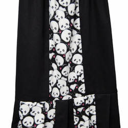パンダ×ブラック　ミックス　裾プリーツ　ロングスカート 6枚目の画像