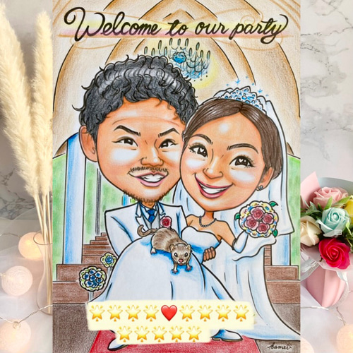 ウェルカムボード 似顔絵オーダー 結婚祝い