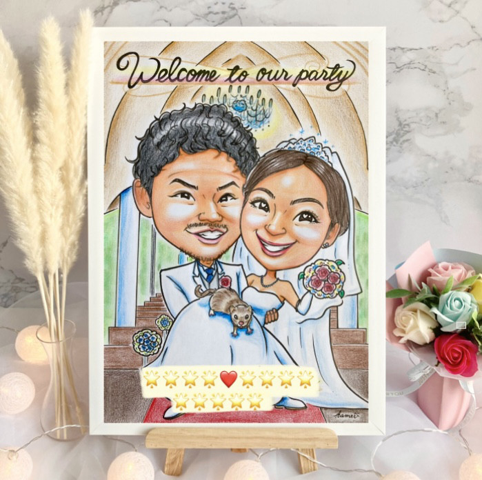 ウェルカムボード ウェルカムスペース フレームセット 似顔絵 イラスト 結婚式 両親贈呈品 結婚祝い