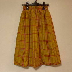 着物リメイク Ｓ 大島 ギャザースカート シルク   着物スカート 1枚目の画像