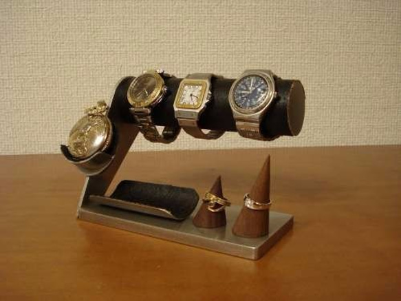 腕時計スタンド　3本掛け腕時計スタンド＆懐中時計、ダブルリングスタンド 1枚目の画像