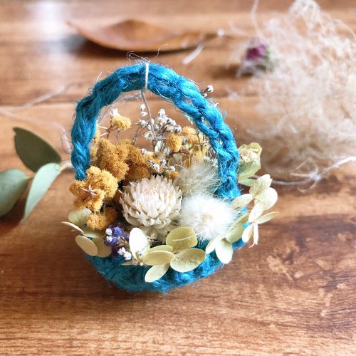 花かご 3個 ＊【選べるカラー】ミニバスケット ヘンプ 麻 ドライ  