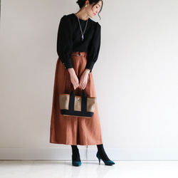 秋冬【テラコッタ】洗えるリネン100%ウエストゴム入りワイドパンツ★ 6枚目の画像